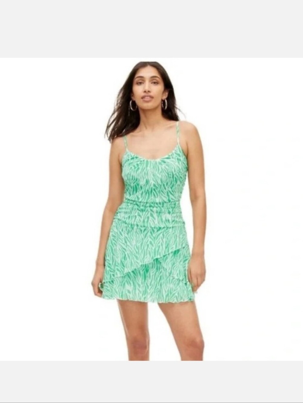 Diane Von Furstenberg For Target Green Printed Tiered Mini Dress
